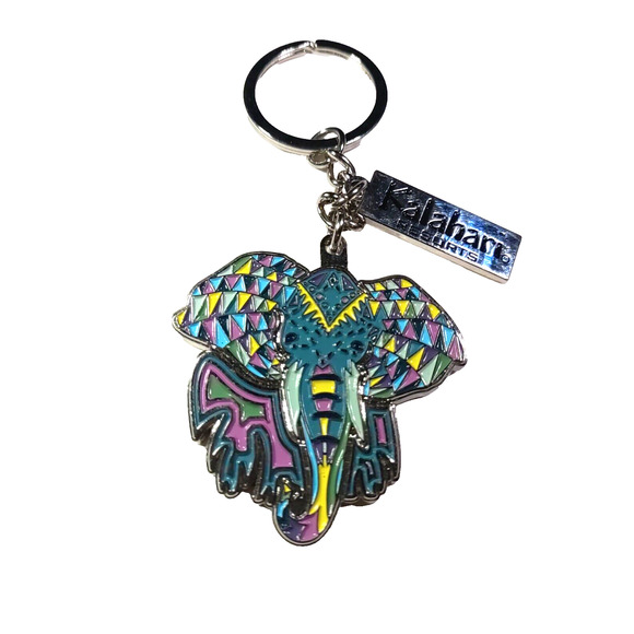 Kalahari Resorts Elephant Silver Tone Pink Yellow Blue Keychain - Picture 2 of 5